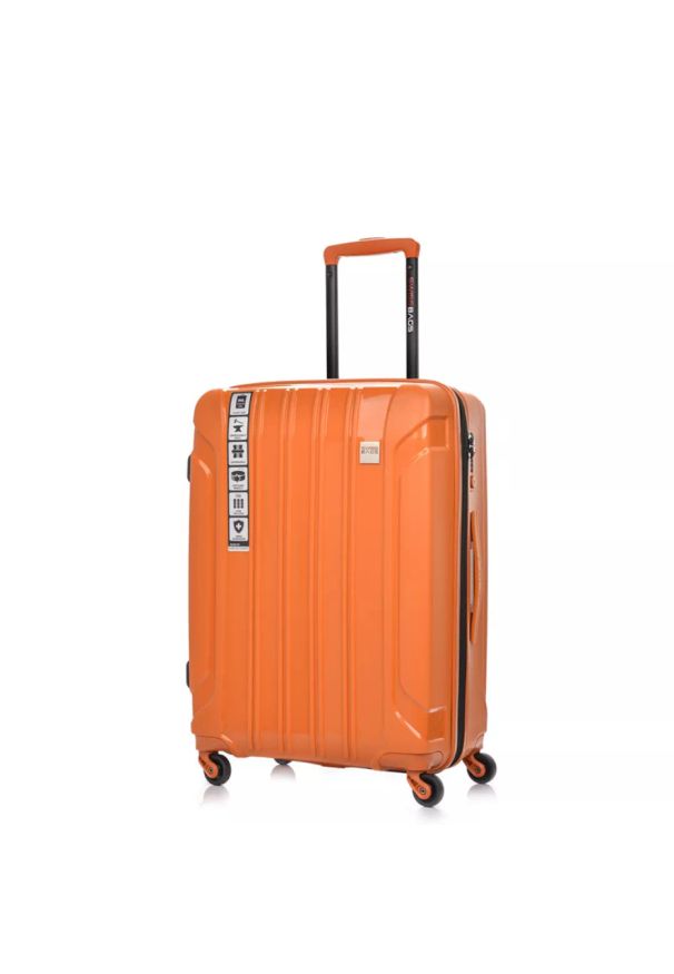 SWISSBAGS - Walizka na kółkach SwissBags Tourist pomarańczowa - mała 40 l. Kolor: pomarańczowy. Materiał: materiał. Wzór: napisy. Styl: klasyczny, elegancki