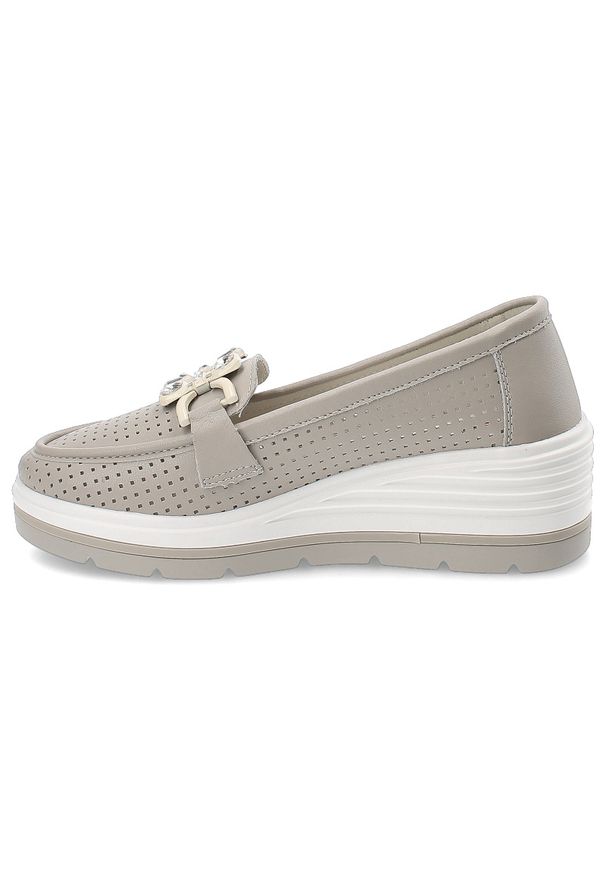 Szare Półbuty Artiker Eleganckie Obuwie Damskie Na Koturnie. Kolor: szary. Materiał: materiał. Obcas: na koturnie. Styl: elegancki