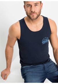 bonprix - Tank top (3 szt.). Kolor: niebieski. Materiał: bawełna. Wzór: nadruk. Sezon: lato #3