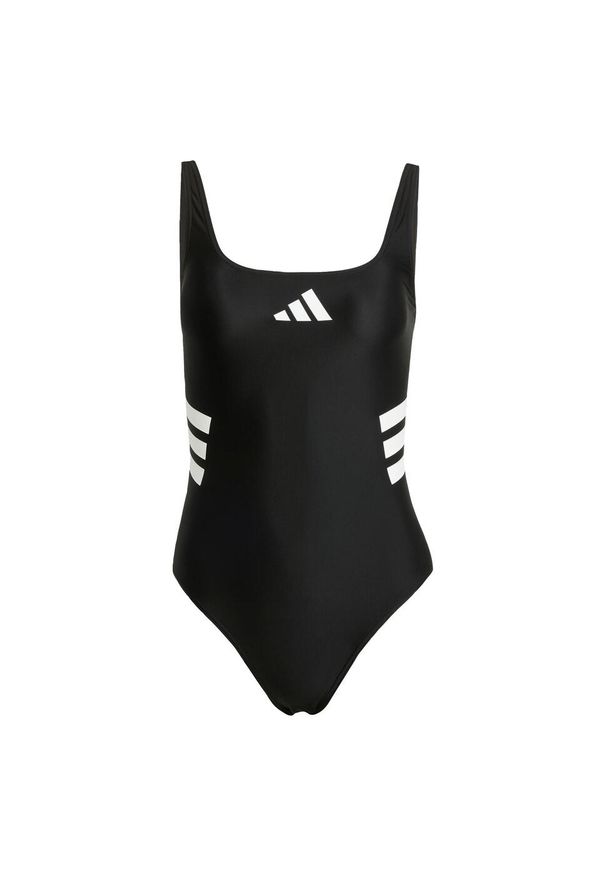 Adidas - Strój do pływania 3-Stripes U-back. Kolor: biały, wielokolorowy, czarny. Materiał: materiał