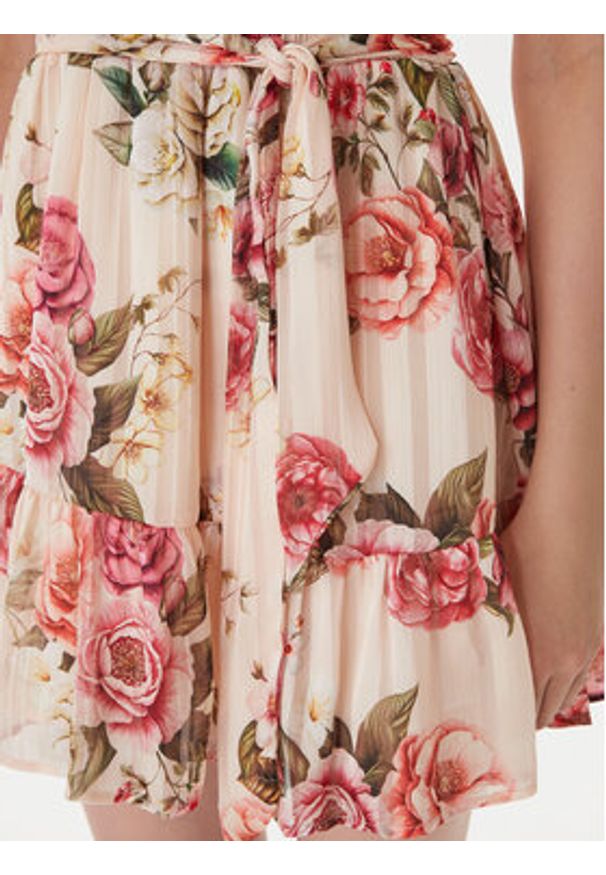 Guess Sukienka koktajlowa W6GKAE W2555 Beżowy Regular Fit. Kolor: beżowy. Materiał: syntetyk. Styl: wizytowy