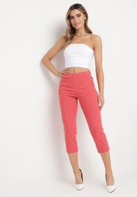 Born2be - Różowe Spodnie o Długości 3/4 z Elastyczną Gumką w Pasie i Wiązaniem Cidasara. Kolor: różowy #6