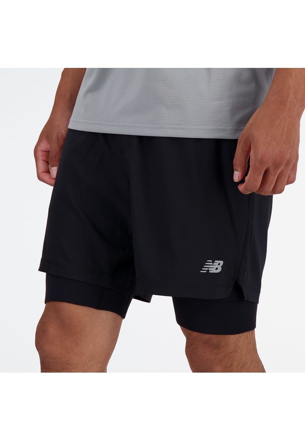 Spodenki męskie New Balance MS41288BK – czarne. Kolor: czarny. Materiał: materiał, poliester. Sport: fitness