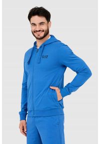 EA7 Emporio Armani - EA7 Niebieska bluza męska z kapturem, Rozmiar S. Typ kołnierza: kaptur. Kolor: niebieski #3