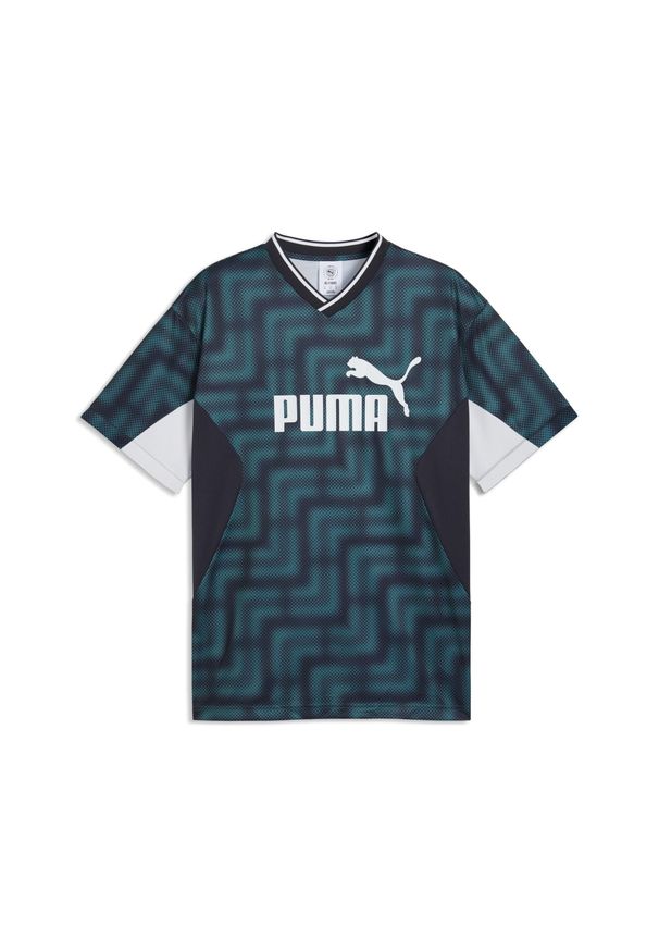 Puma - Męska luźna koszulka piłkarska Essentials z blokami kolorów PUMA. Kolor: zielony. Sport: piłka nożna