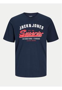 Jack & Jones - Jack&Jones T-Shirt Logo 12268267 Granatowy Standard Fit. Kolor: niebieski. Materiał: bawełna #6