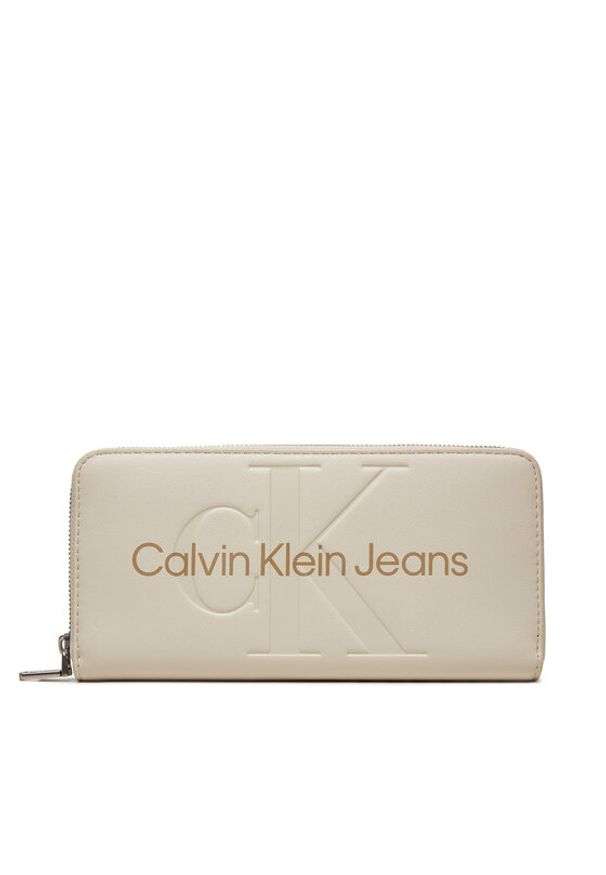 Calvin Klein Jeans Duży Portfel Damski K60K607634 Écru. Materiał: skóra