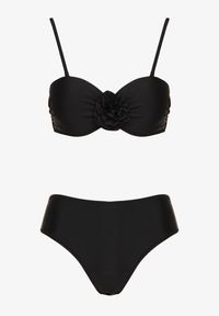 Renee - Czarne Bikini Majtki Figi Biustonosz Ozdobione Kwiatem 3D Tenionea. Kolor: czarny. Wzór: aplikacja, kwiaty #4