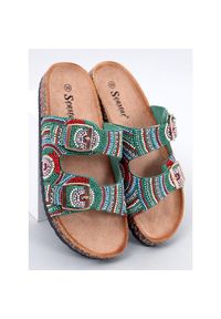 Seastar Klapki korkowe z koralikami Adaora Green zielone. Kolor: zielony. Materiał: zamsz, materiał, tkanina. Styl: wakacyjny #7