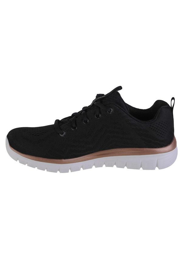 skechers - Damskie GRACEFUL GET CONNECTED Sneakersy Czarny / różowe złoto. Kolor: wielokolorowy, różowy, czarny. Materiał: materiał, poliester. Szerokość cholewki: normalna