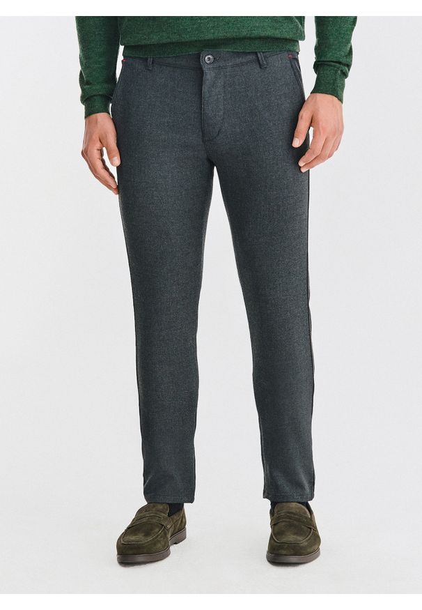 Pako Lorente - PAKO LORENTE - Grafitowe spodnie męskie. Kolor: szary. Materiał: poliester, wiskoza, elastan. Wzór: gładki. Sezon: zima, jesień. Styl: klasyczny