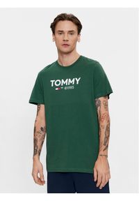 Tommy Jeans T-Shirt Essential DM0DM18264 Zielony Slim Fit. Kolor: zielony. Materiał: bawełna