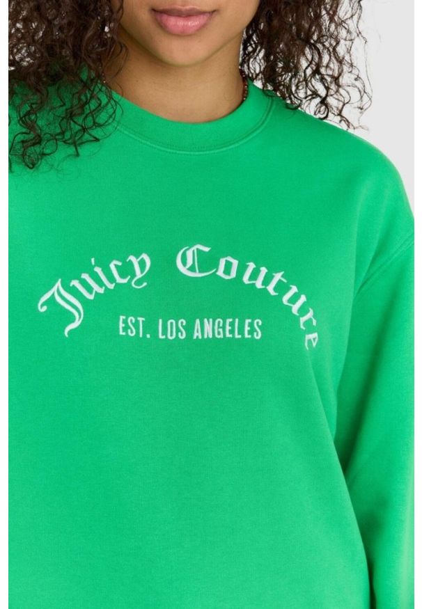 Juicy Couture - JUICY COUTURE Zielona bluza damska saoirse recycled z haftowanym logo. Kolor: zielony. Wzór: haft