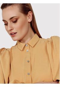 Simple Koszula KOD026 Brązowy Regular Fit. Kolor: brązowy. Materiał: wiskoza #4