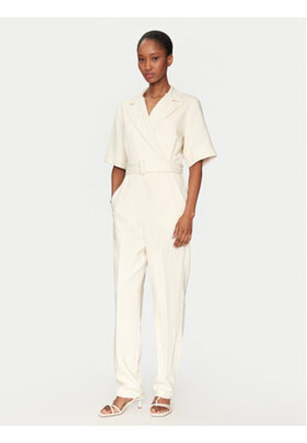 Marella Kombinezon Banana 2513241011 Biały Slim Fit. Kolor: biały. Materiał: wiskoza
