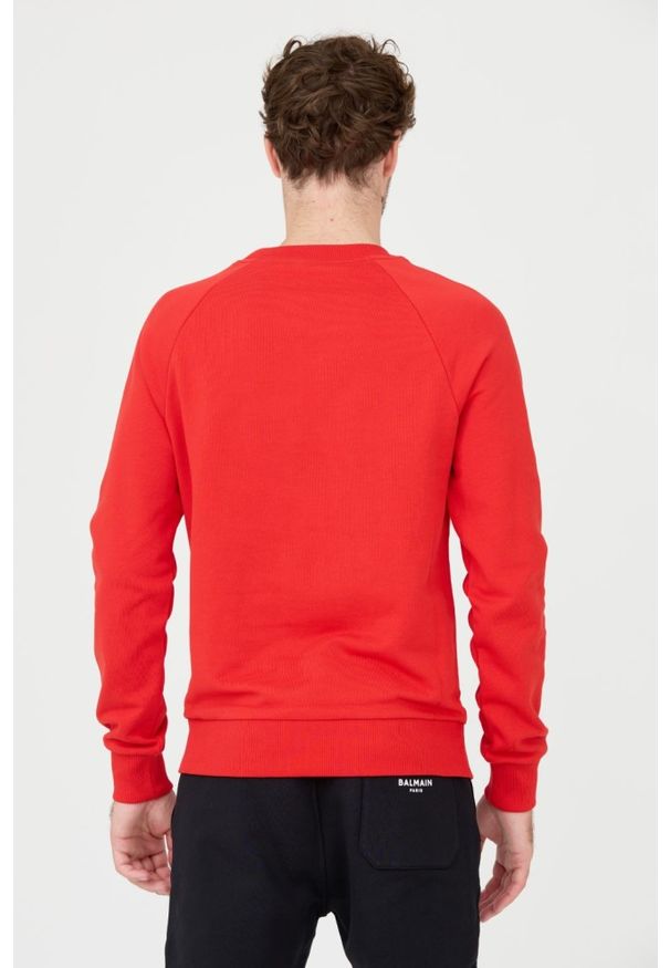 Balmain - BALMAIN Czerwona męska bluza Printed Sweatshirt, Rozmiar L. Kolor: czerwony