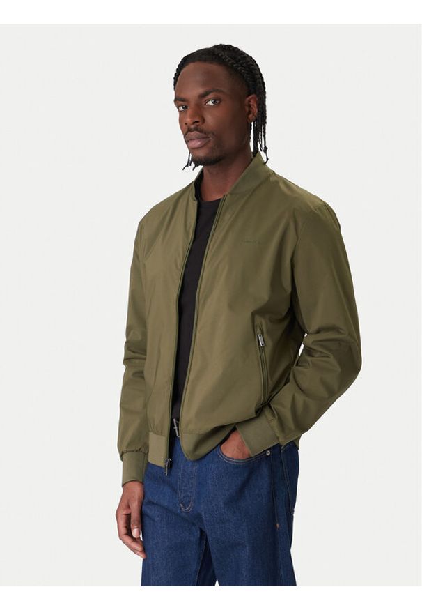 Calvin Klein Kurtka bomber LV040FM512 Khaki Regular Fit. Kolor: brązowy. Materiał: syntetyk