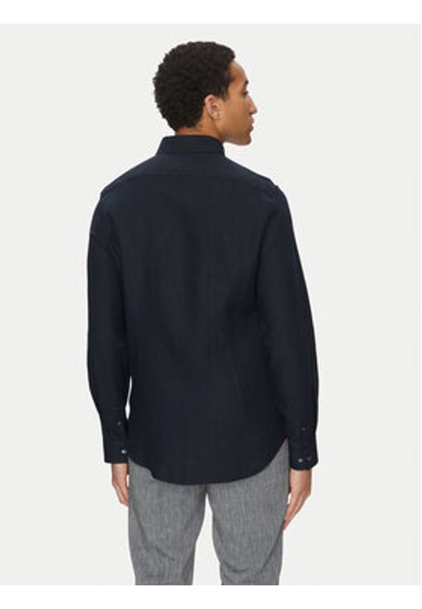 Calvin Klein Koszula K10K109286 Granatowy Slim Fit. Kolor: niebieski. Materiał: len