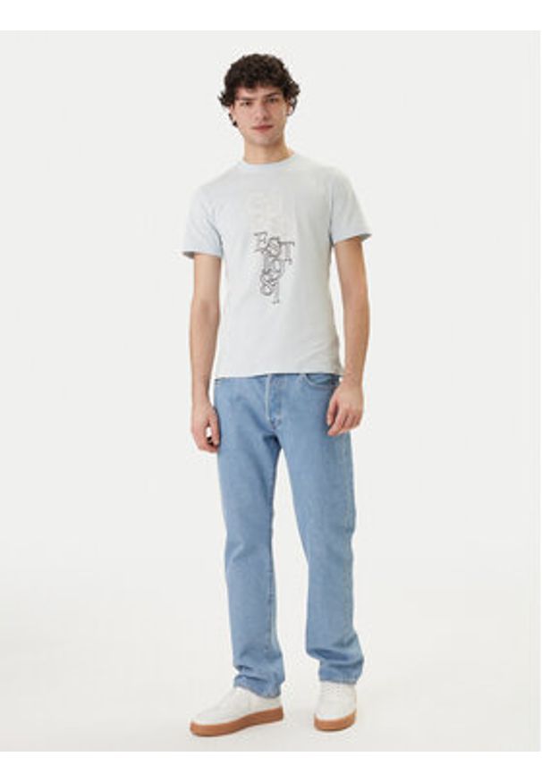 Guess T-Shirt M6GI10 K2991 Błękitny Slim Fit. Kolor: niebieski. Materiał: bawełna