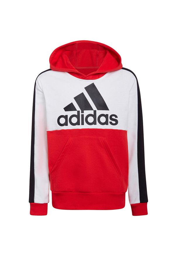 Adidas - Bluza dla dzieci adidas Colorblock Fleece Hoodie. Kolor: czerwony. Sport: turystyka piesza