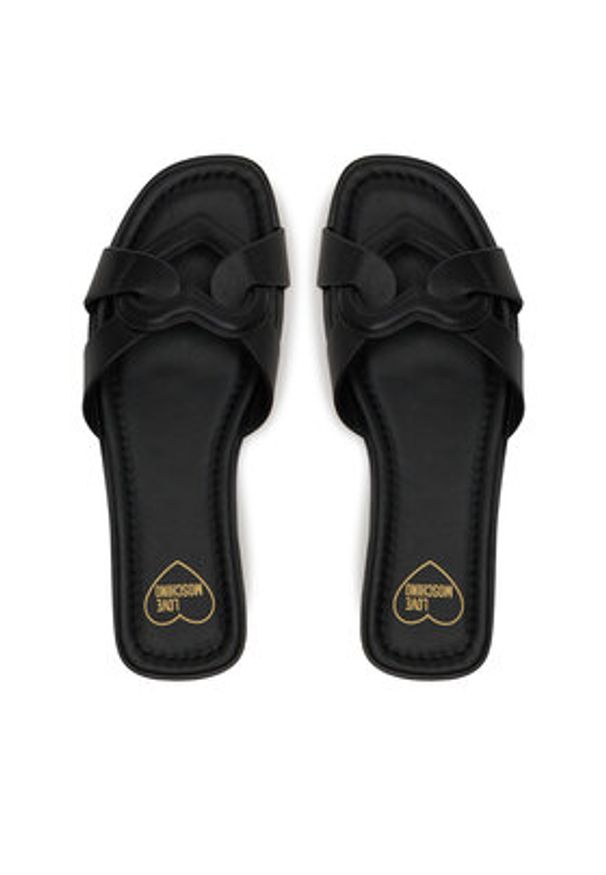 Love Moschino - LOVE MOSCHINO Klapki JA28092G1MIA0000 Czarny. Kolor: czarny. Materiał: skóra