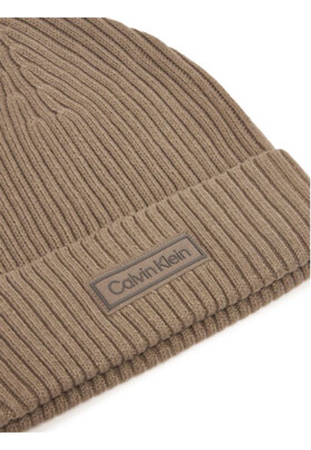 Calvin Klein Czapka Patch Chunky LV04D8053G Beżowy. Kolor: beżowy. Materiał: materiał, bawełna