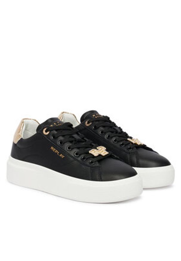 Replay - REPLAY Sneakersy GWZ8F .000.C0002L Czarny. Kolor: czarny. Materiał: skóra