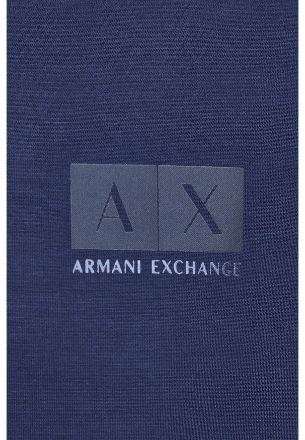 Armani Exchange bluza męska kolor granatowy gładka. Okazja: na co dzień. Kolor: niebieski. Wzór: gładki. Styl: casual