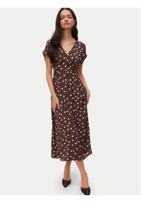 Vero Moda Sukienka letnia Elisa 10348019 Brązowy ciemny Regular Fit. Kolor: brązowy. Materiał: wiskoza. Sezon: lato #4