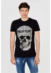 Philipp Plein - PHILIPP PLEIN Męski t-shirt czarny z czaszką, Rozmiar XXL. Kolor: czarny