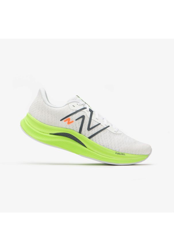 Buty do biegania męskie New Balance Fuelcell Propel V4. Kolor: zielony, biały, wielokolorowy. Materiał: materiał, włókno, kauczuk. Szerokość cholewki: normalna. Sport: bieganie