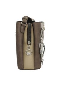 Torebka damska Anekke, na ramię z dekoracyjnym nadrukiem i metalowym logo zapinana na zamek z szerokim regulowanym paskiem oraz ozdobnym brelokiem, b. Kolor: brązowy. Wzór: nadruk #3