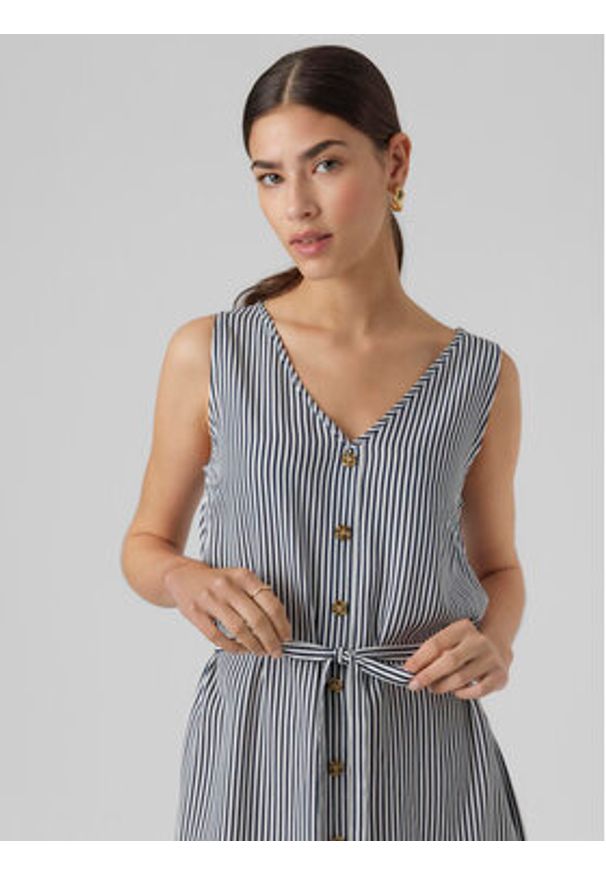 Vero Moda Sukienka letnia Bumpy 10286519 Granatowy Regular Fit. Kolor: niebieski. Materiał: wiskoza. Sezon: lato