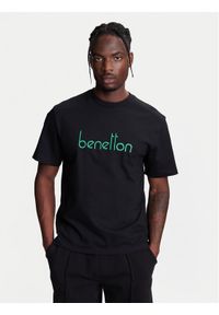 United Colors of Benetton - United Colors Of Benetton T-Shirt 3MI6U109O Czarny Oversize. Kolor: czarny. Materiał: bawełna