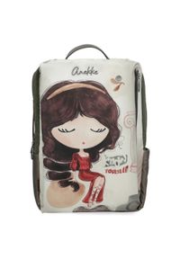 Plecak damski Anekke, wykonany z materiału tekstylnego z dekoracyjnym nadrukiem zamykany na zamek, kolorowy, 42575-001. Materiał: materiał. Wzór: kolorowy, nadruk. Styl: casual, elegancki #1