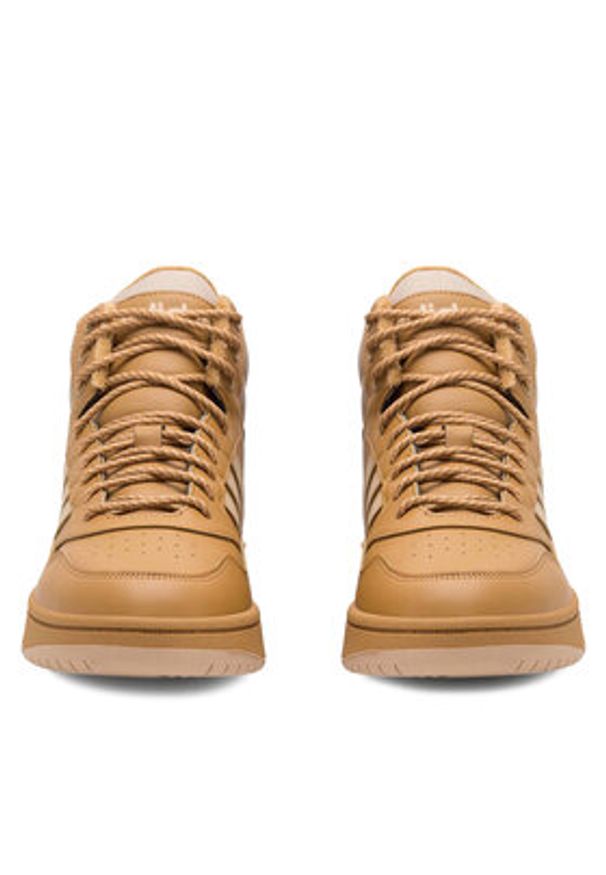 Adidas - adidas Sneakersy HOOPS 3.0 MID WINTER IF2636 Beżowy. Kolor: beżowy. Materiał: skóra