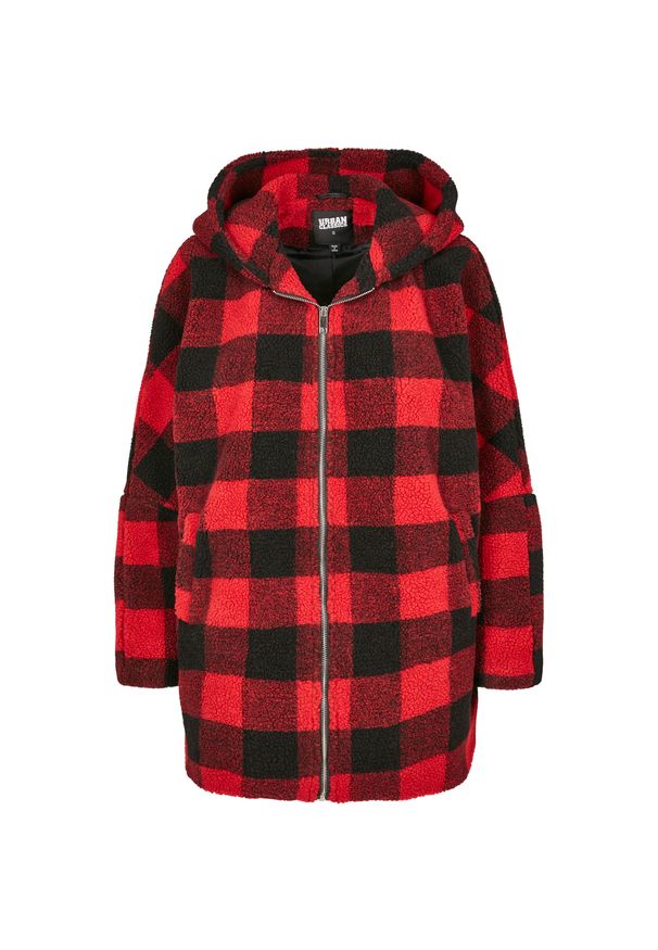 Urban Classics - Parka damska Urban Classic hooded check. Kolor: czarny, czerwony, wielokolorowy. Materiał: polar