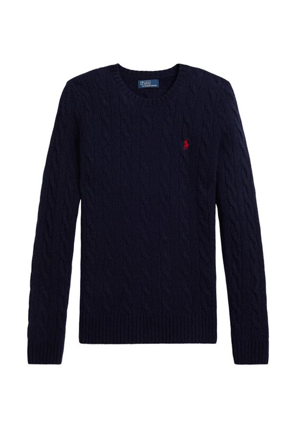 Polo Ralph Lauren Sweter 211971865003 Granatowy Slim Fit. Typ kołnierza: polo. Kolor: niebieski. Materiał: wełna