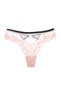 Intica - Majtki koronkowe damskie z ażurowym wzorem Corin. Kolor: różowy. Materiał: koronka. Wzór: ażurowy