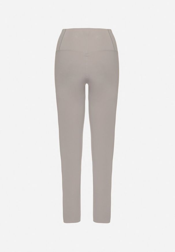 Born2be - Jasnoszare Klasyczne Legginsy z Wysokim Stanem Melio. Okazja: na co dzień. Stan: podwyższony. Kolor: szary. Materiał: materiał. Styl: klasyczny