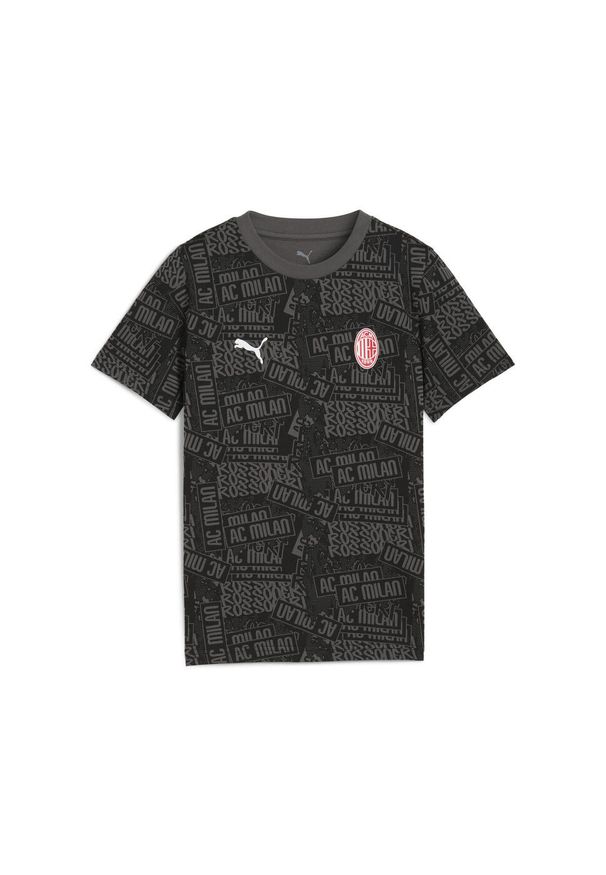 Puma - Młodzieżowa koszulka AC Milan FtblCulture z nadrukiem na całej powierzchni PUMA. Kolor: czerwony, wielokolorowy, czarny. Wzór: nadruk
