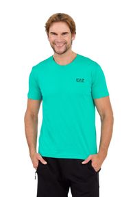 EA7 Emporio Armani - EA7 Zielony męski t-shirt bawełniany, Rozmiar L. Kolor: zielony. Materiał: bawełna #2