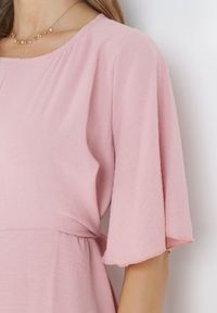 Born2be - Jasnoróżowa Sukienka Maxi z Ozdobnym Wiązaniem i Gumką w Talii Myrcella. Kolor: różowy. Długość: maxi #2