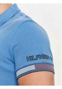 TOMMY HILFIGER - Tommy Hilfiger Polo Flag MW0MW34780 Niebieski Slim Fit. Typ kołnierza: polo. Kolor: niebieski. Materiał: wiskoza