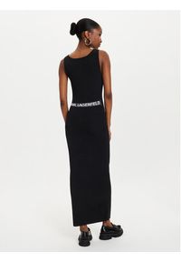 Karl Lagerfeld - KARL LAGERFELD Sukienka letnia 245W1332 Czarny Slim Fit. Typ kołnierza: dekolt w karo. Kolor: czarny. Materiał: syntetyk. Sezon: lato #5