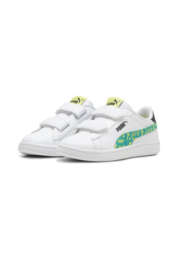 Puma - Sneakesy PUMA Smash 3.0 Masked Hero PUMA White Sparkling Green Lime Sheen. Kolor: biały, zielony, wielokolorowy. Materiał: skóra. Szerokość cholewki: normalna. Wzór: nadruk