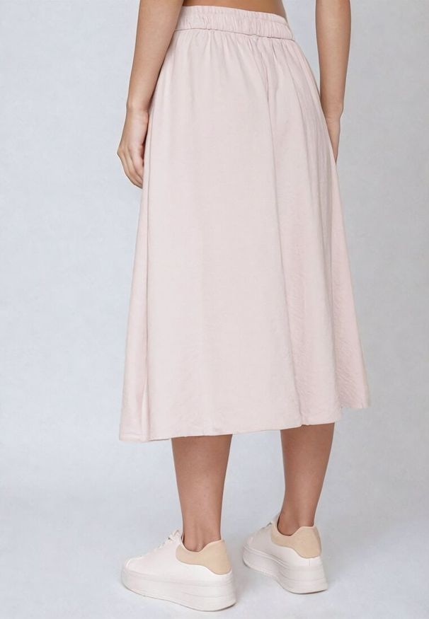 Born2be - Różowa Rozkloszowana Spódnica z Gumką w Pasie i Ściągaczem Xegelia. Okazja: na co dzień. Kolor: różowy. Styl: elegancki, casual
