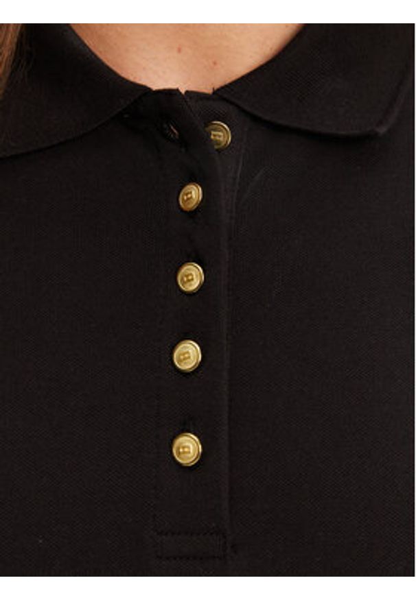 TOMMY HILFIGER - Tommy Hilfiger Polo Gold Button WW0WW45768 Czarny Slim Fit. Typ kołnierza: polo. Kolor: czarny. Materiał: bawełna