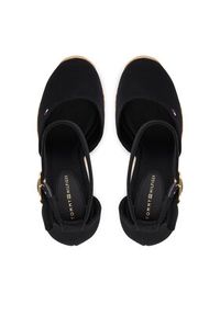 TOMMY HILFIGER - Tommy Hilfiger Espadryle Flag High Wedge Espad Closed Toe FW0FW09225 Czarny. Kolor: czarny. Materiał: materiał #4