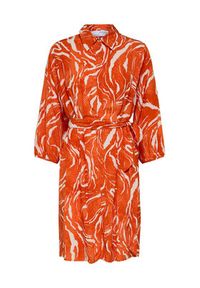 Selected Femme Sukienka koszulowa 16089034 Pomarańczowy Regular Fit. Kolor: pomarańczowy. Materiał: wiskoza. Typ sukienki: koszulowe #4